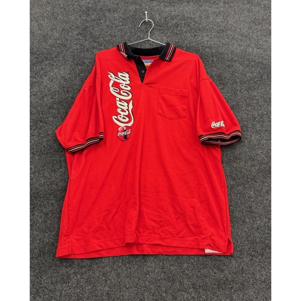 Coca Cola Vintage Polo Shirt Mens XL Red Riverside 90s Promo